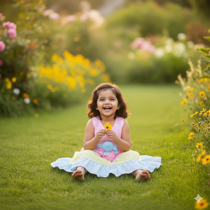 Girls Multi Colored Casual Fit Frock Dress