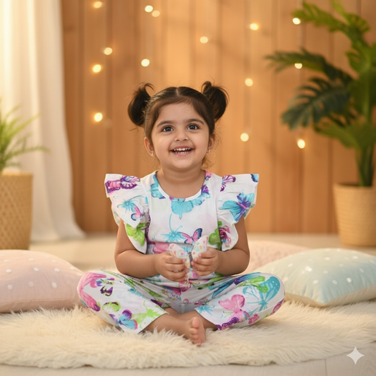 White Butterfly Print Jumpsuit