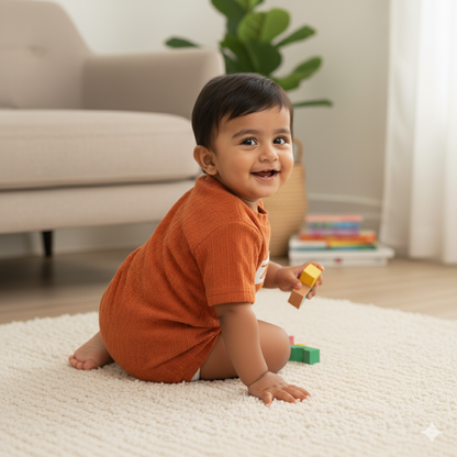 Stylish Orange Textured T-shirt