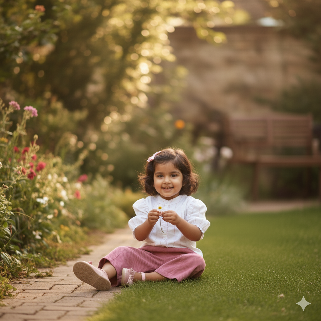 Girls White Top and Pink Bell Bottom Fit Pant