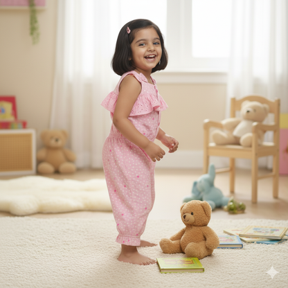 Girls Sweet Pink Jumpsuit