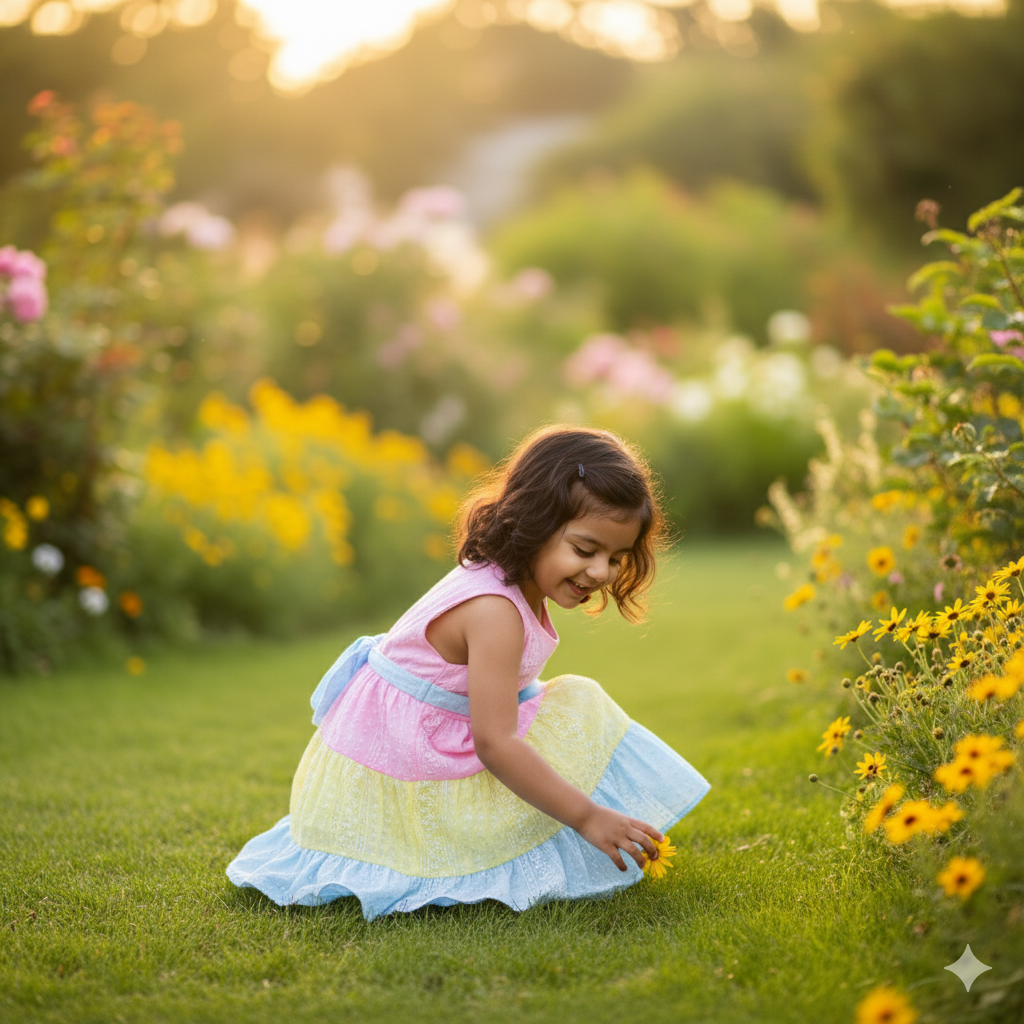 Girls Multi Colored Casual Fit Frock Dress