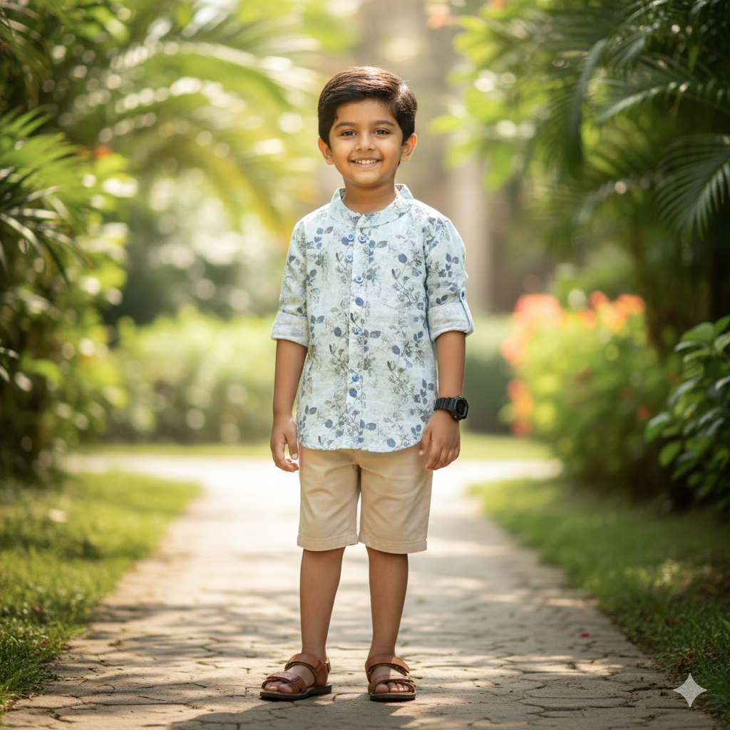 Boys Slim Fit Printed Full Sleeve Casual Shirt