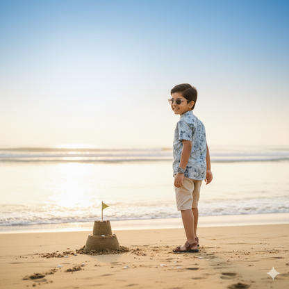 Boys Slim Fit Printed Casual Shirt