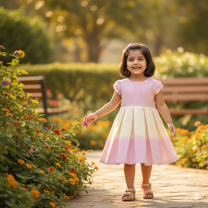 Girls Striped Cotton Frock