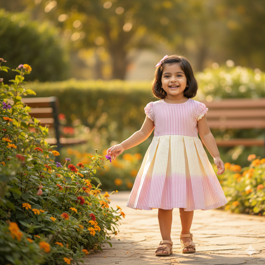 Girls Striped Cotton Frock