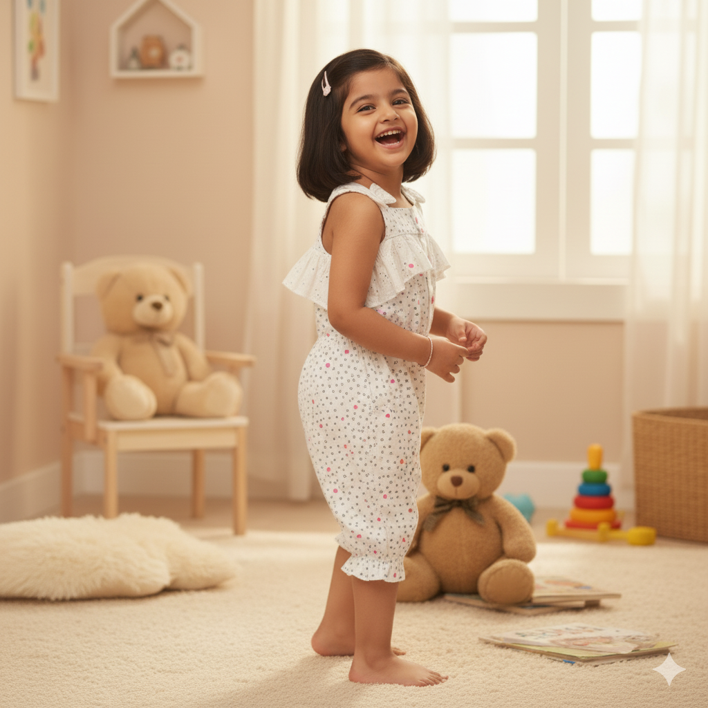 Girls Delicate White Jumpsuit