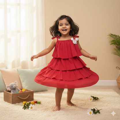 Elegant Red Tiered Ruffle Dress