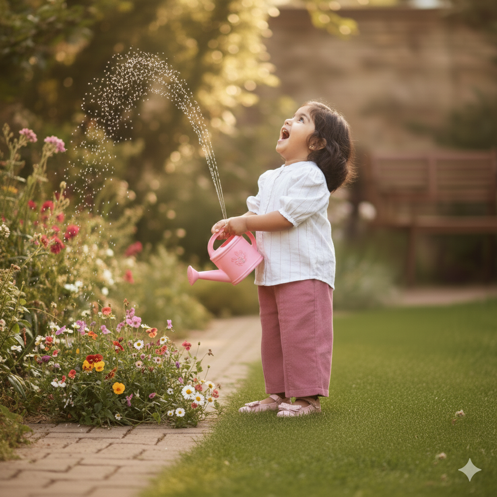 Girls White Top and Pink Bell Bottom Fit Pant