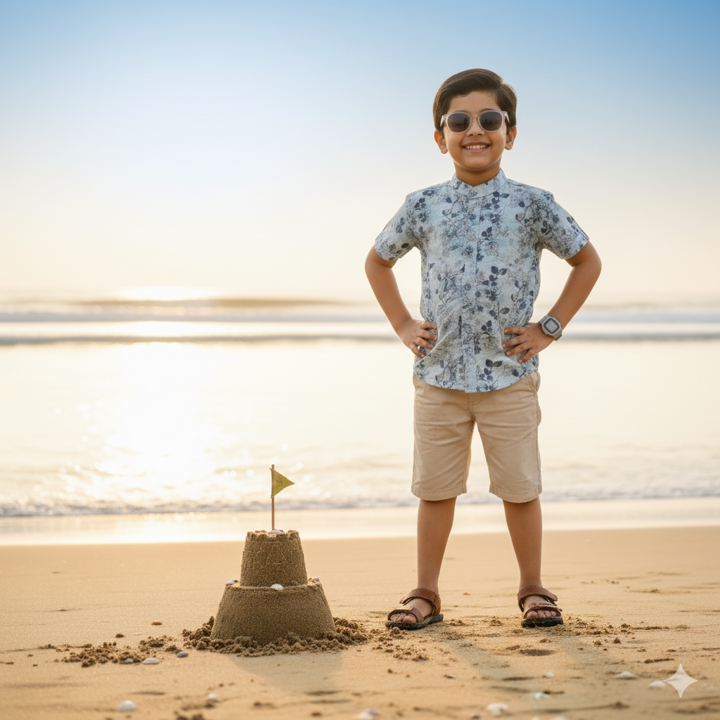 Boys Slim Fit Printed Casual Shirt