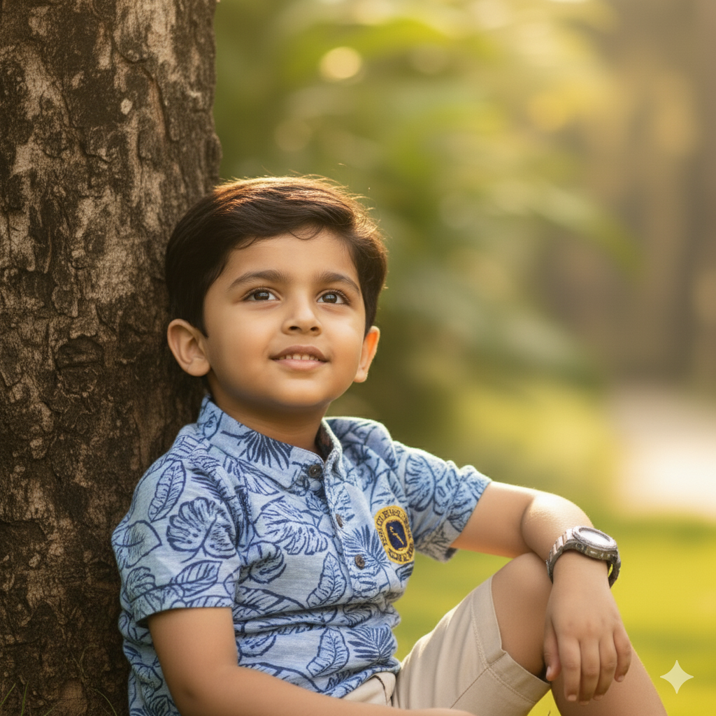 Boys Slim Fit Floral Printed Casual T-Shirt