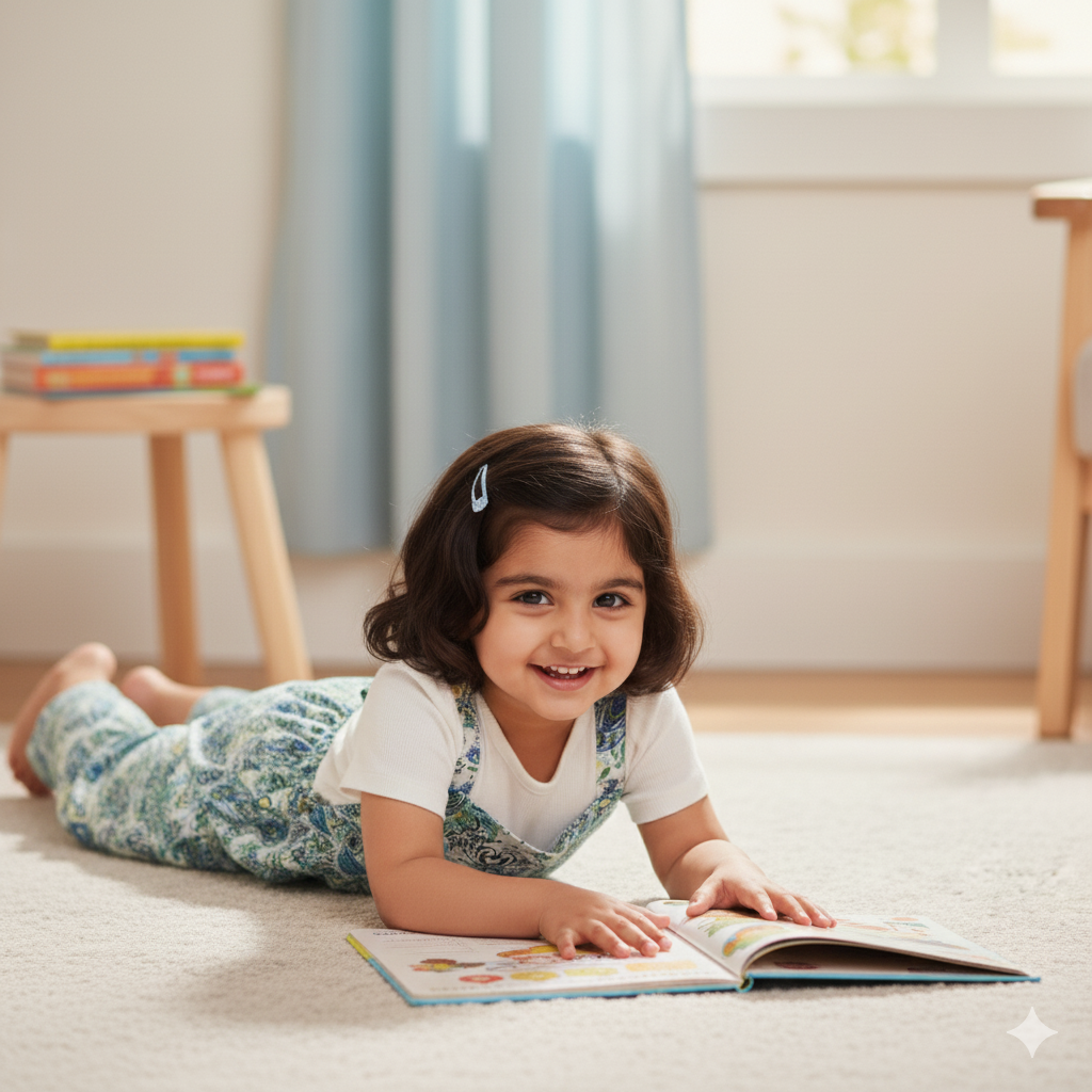 Girls Floral Printed Jumpsuit with White Top