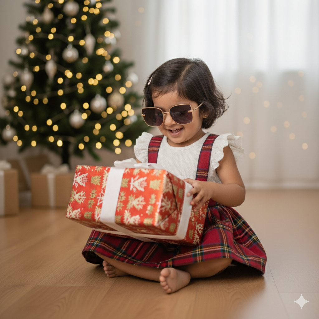 Classic White Ribbed Top with Red Tartan Frock
