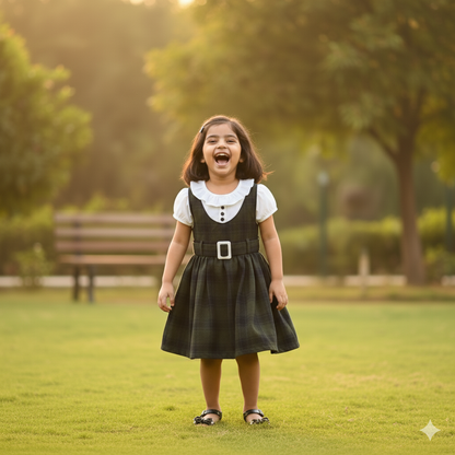 Girls Classic Forest Green Pinafore Frock