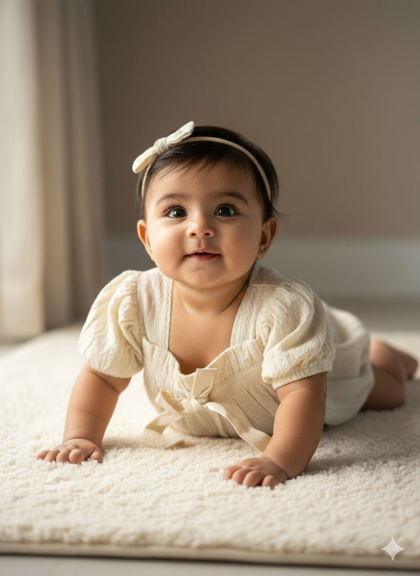 Classic Ivory Cotton Muslin Baby Romper