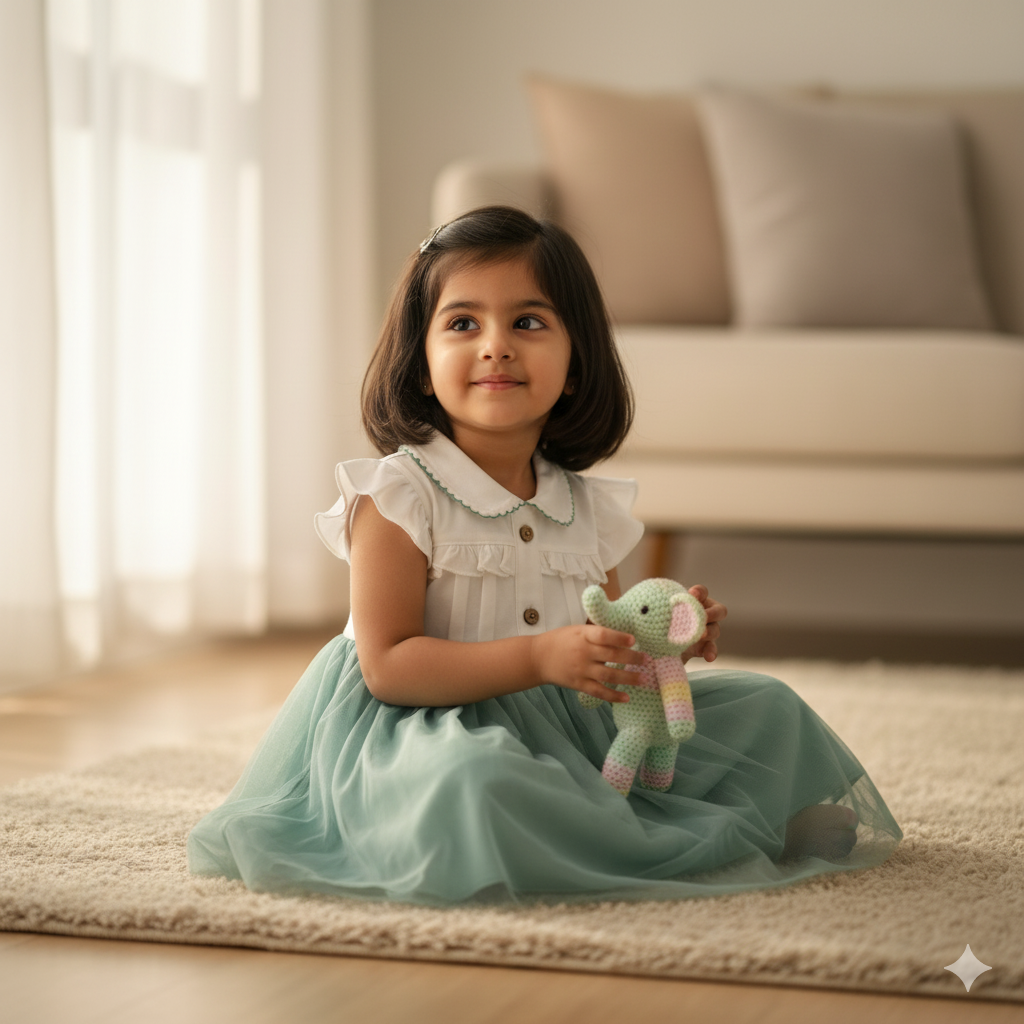 Elegant White Dress with Sage Green Tulle Skirt
