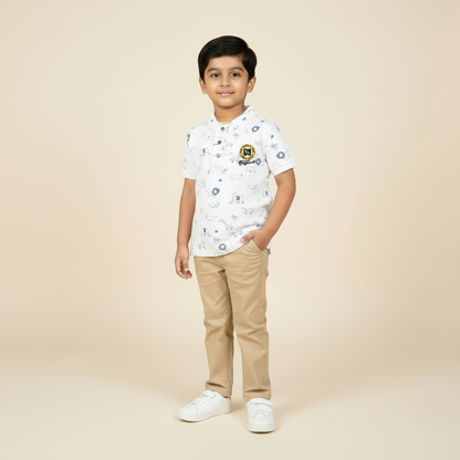 Boys Slim Fit Animal Printed Casual T-Shirt