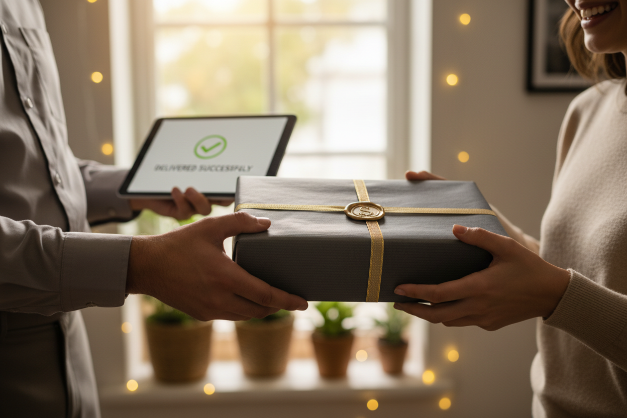 please gnerate another image, it should portay a successful delivery of our prodct