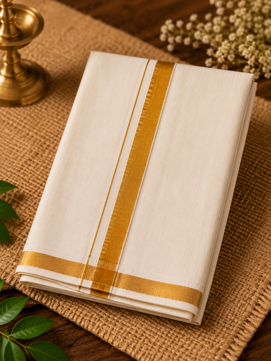 Yellow Ethnic Kurta with elegant Vallamkali - print