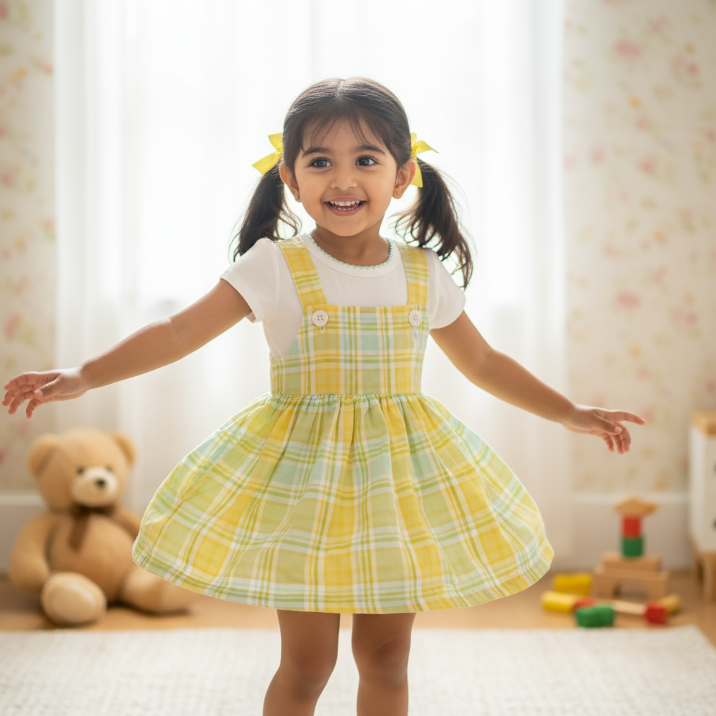 Girls Charming Pastel Pinafore Frock Dress