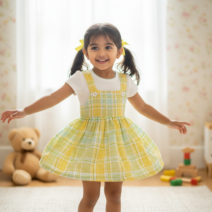 Girls Charming Pastel Pinafore Frock Dress