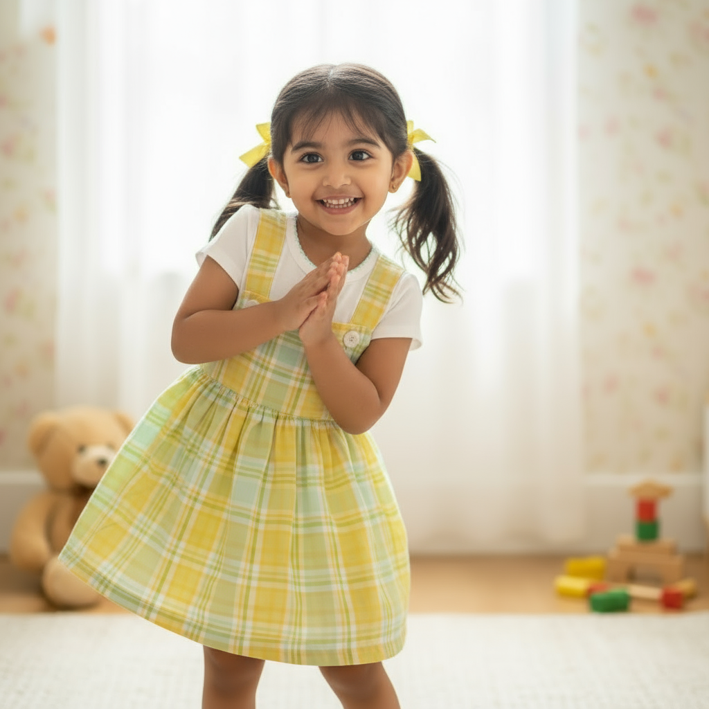 Girls Charming Pastel Pinafore Frock Dress