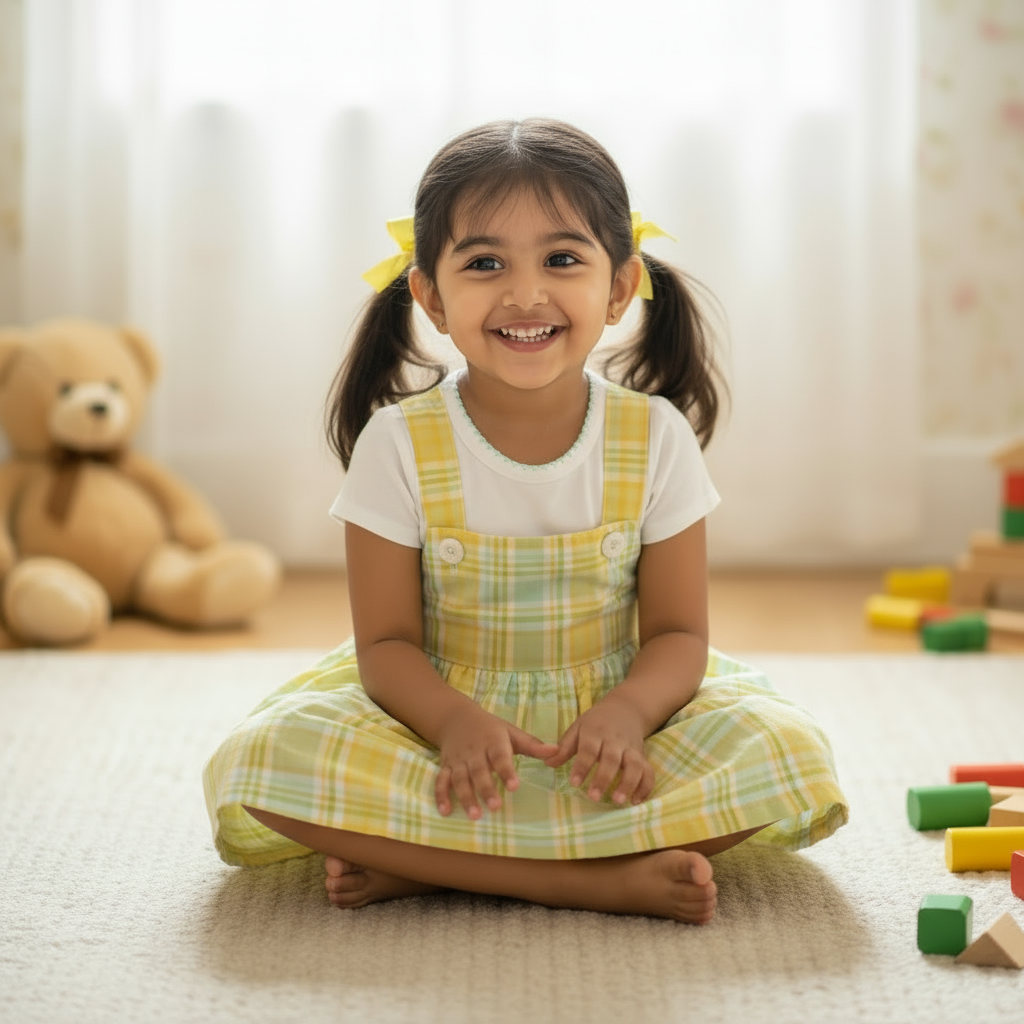 Girls Charming Pastel Pinafore Frock Dress