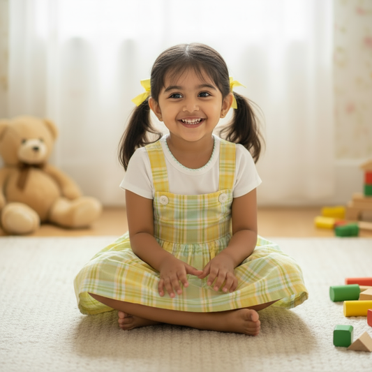 Girls Charming Pastel Pinafore Frock Dress