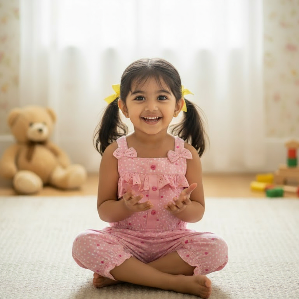 Girls Sweet Pink Jumpsuit